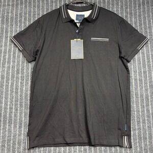 Marc Asher Polo Shirt Large Black New Striped Trim MATP-20111-BLACK (2276)